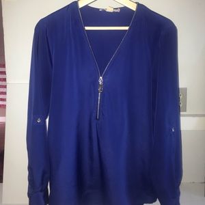 Cobalt Blue Michael Kors zipper blouse